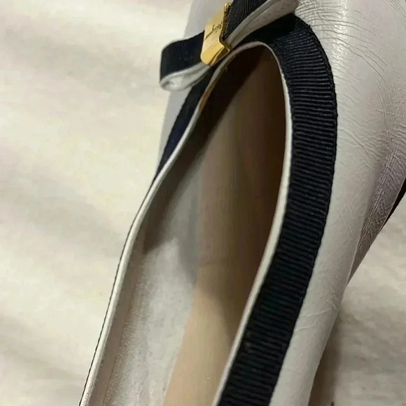 [10] Salvatore Ferragamon White Black lillaz Vara  Bow Pumps Heel Shoes - Picture 10 of 12